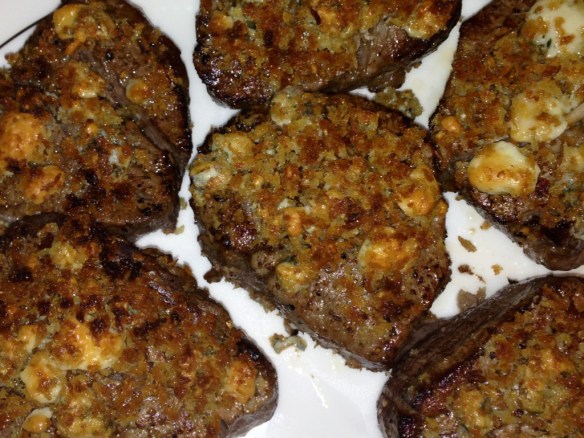 filet mignon with bleu cheese and bread crumbs