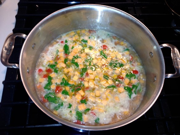 vegetarian sweet potato soup simmer