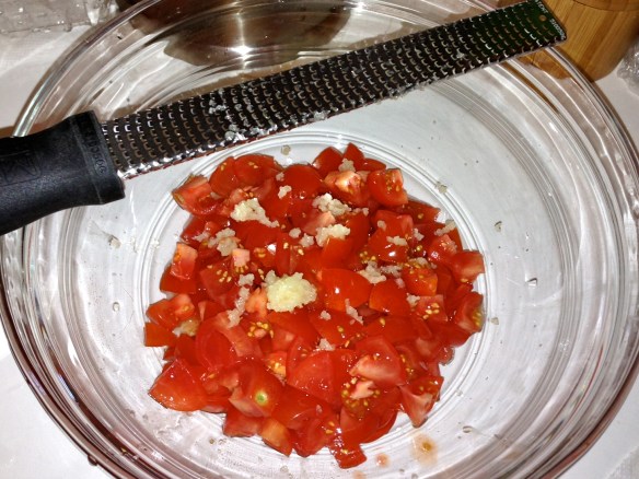 dinner pasta  brie tomatoes garlic summer